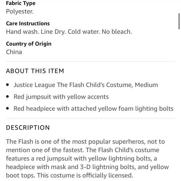 ⚡️Flash DC Comics Halloween Costume Boys Medium Rubie’s Gently Used! - Picture 7 of 13